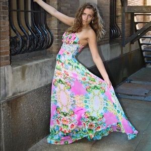 Beautiful pink and floral prom dress